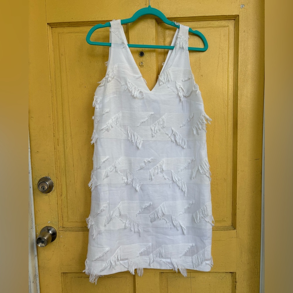 Maeve White Fringe Mini Dress